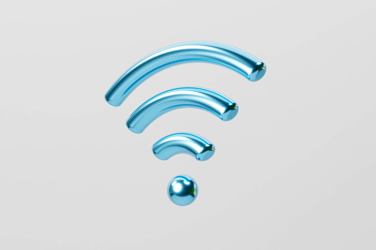 Illustration of a glossy blue wifi symbol
